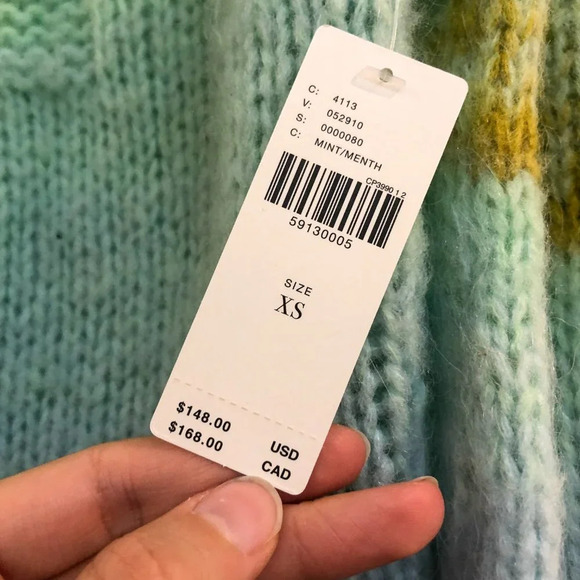 Anthropologie Pastel Wool Alpaca Knit Rainbow Colorful Hi Neck Oversized Sweater - Picture 6 of 9
